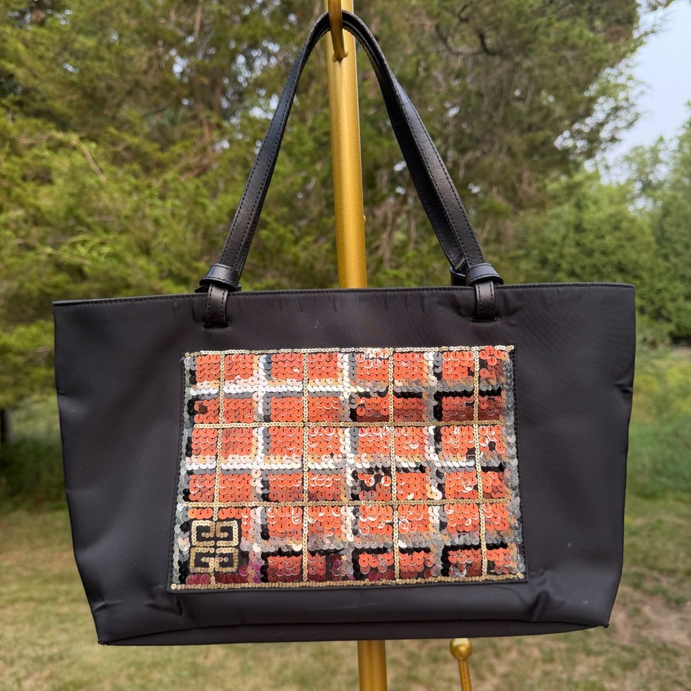 Givenchy 1990s Black  Authentic Sequin Tote Bag Chic Designer Glam Medium